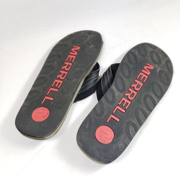 Merrell Men's Size 12 Black Leather Thong Sandals - Picture 8 of 8